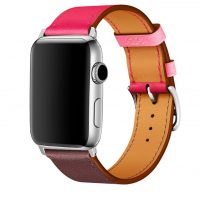 eses Kožený farebný remienok pre Apple Watch - Ružovo vínový 38mm, 40mm, 41mm