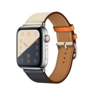 eses Kožený farebný remienok pre Apple Watch - Béžovo tmavo modrý 38mm, 40mm, 41mm