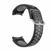 eses Silikónový dierkovaný remienok pre Samsung Galaxy Watch 4, 5, 6, 7 - Čierno sivý, 20 mm