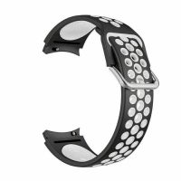 eses Silikónový dierkovaný remienok pre Samsung Galaxy Watch 4, 5, 6, 7 - Čierno biely, 20 mm