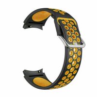 eses Silikónový dierkovaný remienok pre Samsung Galaxy Watch 4, 5, 6, 7 - Čierno žltý, 20 mm