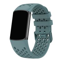 eses Silikónový remienok dierkovaný pre Fitbit Charge 5 a 6 - Modro sivý