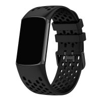 eses Silikónový remienok dierkovaný pre Fitbit Charge 5 a 6 - Čierny