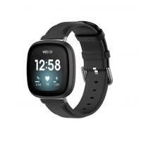 eses Kožený remienok pre Fitbit Versa 3 a 4, Sense 1 a 2 - Čierny