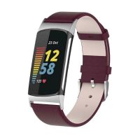 eses Kožený remienok pre Fitbit Charge 5 a 6 - Vínový