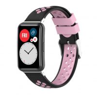 eses Silikónový remienok dierkovaný pre Huawei Watch Fit a Huawei Watch Fit New - Čierno ružový