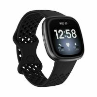 eses Silikónový remienok dierkovaný pre Fitbit Versa 3 a 4, Sense 1 a 2 - Veľkosť L, čierny