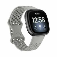 eses Silikónový remienok dierkovaný pre Fitbit Versa 3 a 4, Sense 1 a 2 - Veľkosť L, sivý