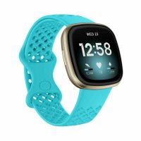 eses Silikónový remienok dierkovaný pre Fitbit Versa 3 a 4, Sense 1 a 2 - Veľkosť L, mätový