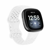 eses Silikónový remienok dierkovaný pre Fitbit Versa 3 a 4, Sense 1 a 2 - Veľkosť S, biely