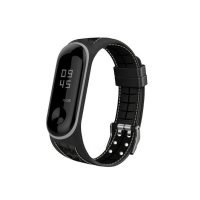 eses Silikónový remienok pre Xiaomi Mi Band 5 a Xiaomi Mi Band 6 - Čierny reliéf so šedým prešívaním