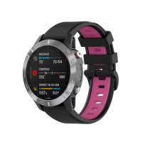 eses Silikónový remienok pre Garmin - Čierno ružový, QuickFit 22 mm