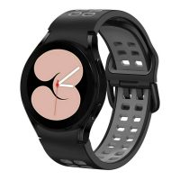 eses Silikónový dvojradový dierkovaný remienok pre Samsung Galaxy Watch 4, 5, 6, 7 - Čierno sivý, 20 mm