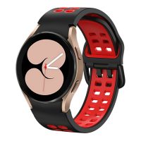 eses Silikónový dvojradový dierkovaný remienok pre Samsung Galaxy Watch 4, 5, 6, 7 - Čierno červený, 20 mm