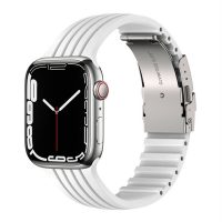 eses Silikónový remienok pre Apple Watch s kovovou sponou - Biely 42mm, 44mm, 45mm, 49mm