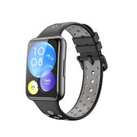 eses Silikónový remienok dierkovaný pre Huawei watch fit 2 - Čierno sivý