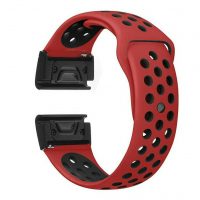 eses Silikónový dierkovaný remienok pre Garmin - Červeno čierny, QuickFit 26mm