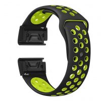 eses Silikónový dierkovaný remienok pre Garmin - Čierno zelený, QuickFit 26mm