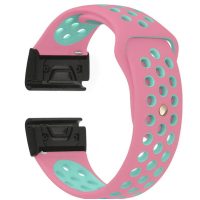 eses Silikónový dierkovaný remienok pre Garmin - Ružovo zelený, QuickFit 20 mm