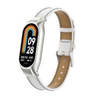 eses Kožený remienok pre Xiaomi Mi Band 8 - Biely