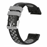 eses Silikónový dierkovaný remienok pre Garmin - Čierno šedý, QuickFit 22 mm