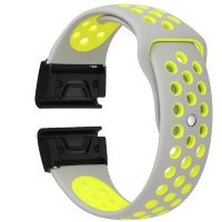 eses Silikónový dierkovaný remienok pre Garmin - Sivo žltý, QuickFit 22 mm