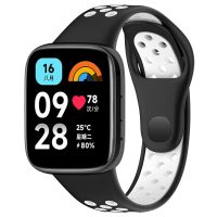 eses Silikónový dierkovaný remienok pre Xiaomi Redmi Watch 3 Active - Čierno biely