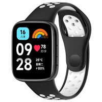 eses Silikónový dierkovaný remienok pre Xiaomi Redmi Watch 3 Active - Čierno biely