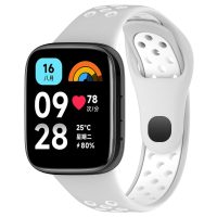 eses Silikónový dierkovaný remienok pre Xiaomi Redmi Watch 3 Active - Sivo biely