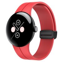 eses Silikónový remienok s magnetickou sponou pre Google Pixel Watch 1, 2 - Červený