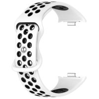 eses Silikónový dierkovaný remienok pre Xiaomi Redmi Watch 4, Smart Band 8 Pro a 9 Pro - Bielo čierny