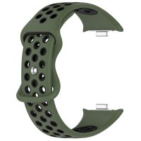 eses Silikónový dierkovaný remienok pre Xiaomi Redmi Watch 4, Smart Band 8 Pro a 9 Pro - Zeleno čierny