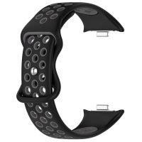 eses Silikónový dierkovaný remienok pre Xiaomi Redmi Watch 4, Smart Band 8 Pro a 9 Pro - Čierno sivý