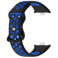 eses Silikónový dierkovaný remienok pre Xiaomi Redmi Watch 4, Smart Band 8 Pro a 9 Pro - Čierno modrý