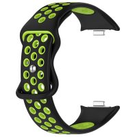 eses Silikónový dierkovaný remienok pre Xiaomi Redmi Watch 4, Smart Band 8 Pro a 9 Pro - Čierno zelený