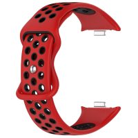 eses Silikónový dierkovaný remienok pre Xiaomi Redmi Watch 4, Smart Band 8 Pro a 9 Pro - Červeno čierny