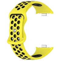 eses Silikónový dierkovaný remienok pre Xiaomi Redmi Watch 4, Smart Band 8 Pro a 9 Pro - Žlto čierny