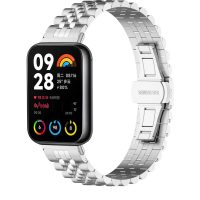 eses Kovový remienok pre Xiaomi Redmi Watch 4 a Xiaomi Smart Band 8 Pro - Strieborný