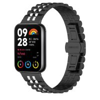 eses Kovový remienok pre Xiaomi Redmi Watch 4 a Xiaomi Smart Band 8 Pro - Čierno strieborný