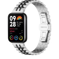 eses Kovový remienok pre Xiaomi Redmi Watch 4, Smart Band 8 Pro a 9 Pro - Strieborno čierný