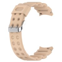 eses Silikónový dvojradový dierkovaný remienok pre Samsung Galaxy Watch 4, 5, 6, 7 - Béžový, 20 mm