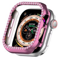 Ochranný rámček s kamienkami pre Apple Watch 10, 42 mm - Ružový