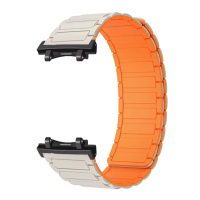 eses Magnetický silikónový remienok pre Amazfit T-Rex 3 Pro 48mm - Bielo oranžový