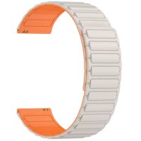 eses Magnetický silikonový řemínek - Bielo oranžový, 22 mm
