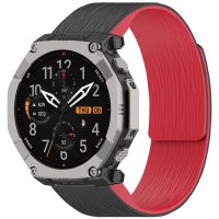 eses Silikónový magnetický remienok pre Amazfit T-Rex Ultra 2 - čierno červený