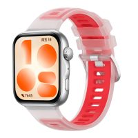 eses Silikonový športový remienok pre Huawei Watch Fit 3, 4, 4 Pro, 5 a 5 Pro - Červené, transparentné