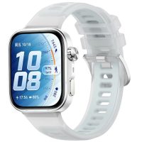 eses Silikónový športový remienok pre Huawei Watch Fit 3, 4, 4 Pro, 5 a 5 Pro - Svetlo modrý, transparentný
