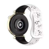 eses Silikonový remienok s kvetinovým vzorom - bielo čierny, 20 mm