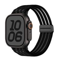 eses Nylonový remienok pre Apple Watch s priesvitnými prúžkami - Čierny 38mm, 40mm, 41mm, 42mm