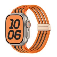 eses Nylonový remienok pre Apple Watch s priesvitnými prúžkami - Oranžový 42mm, 44mm, 45mm, 49mm